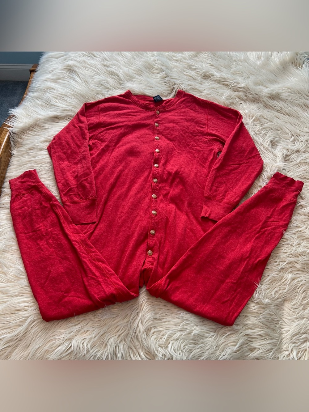 Vintage Duofold One Piece Suit Long Johns Mens XL Thermal Underwear Red USA